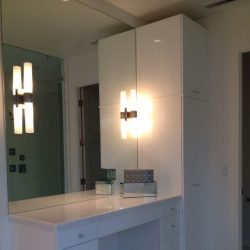 gray cabinets in bathroom